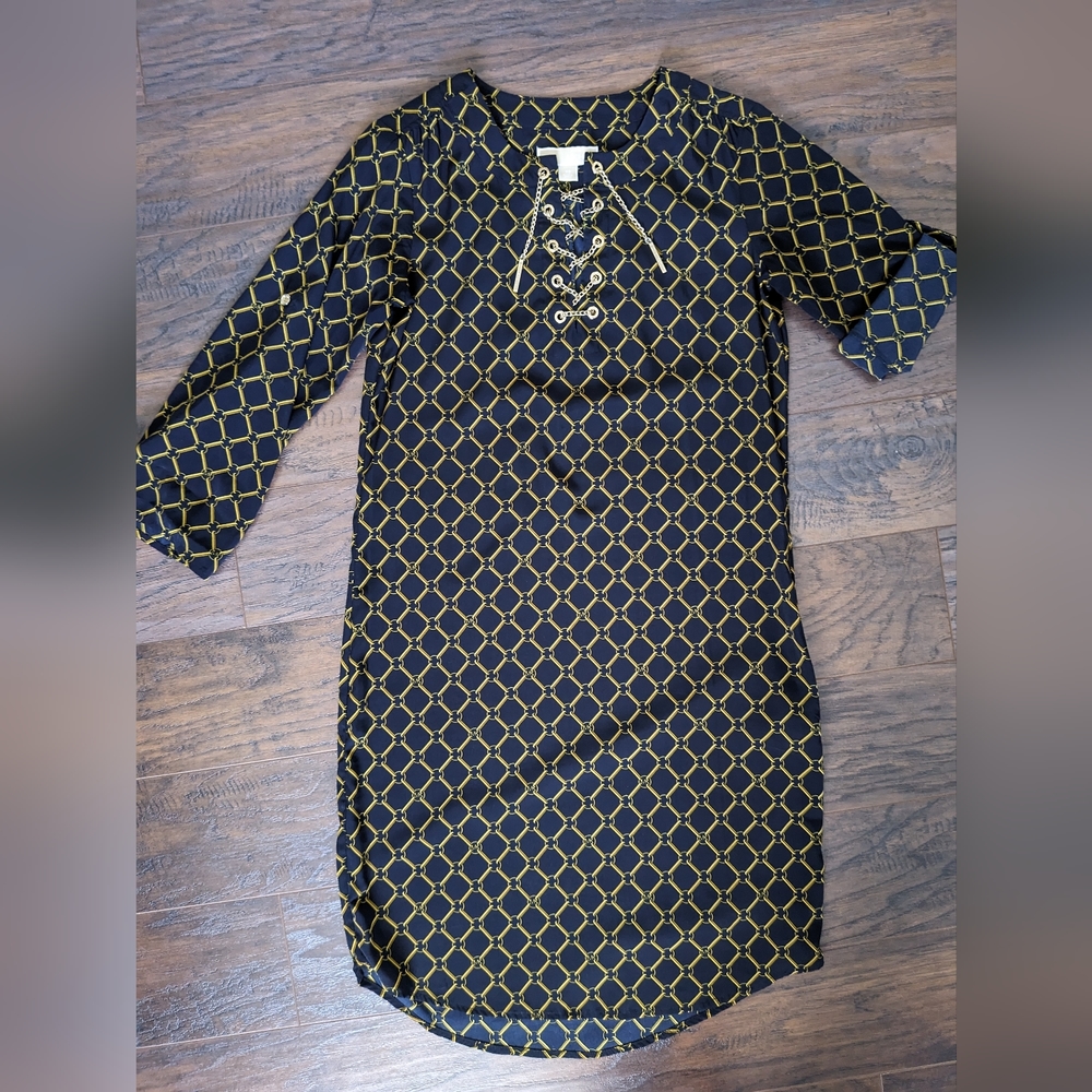MICHAEL KORS DRESS with gold chain v neck classic